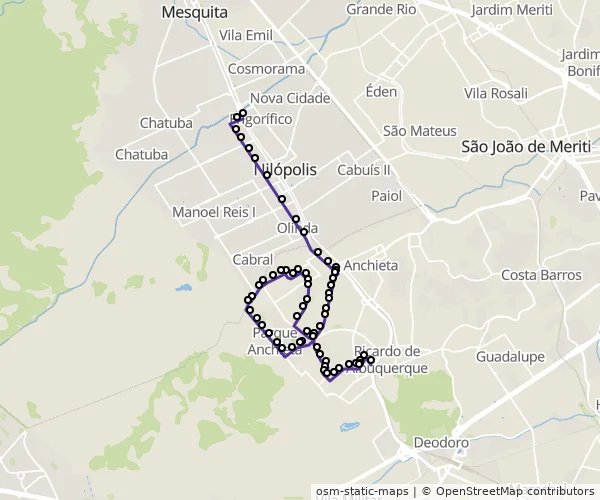 Mapa do itinerário da linha