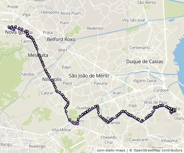 Mapa do itinerário da linha