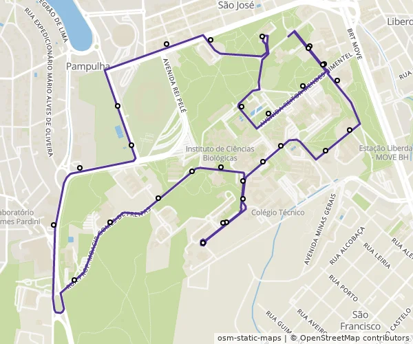 Mapa do itinerário da linha