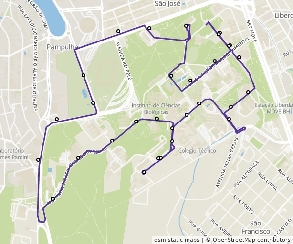 Mapa do itinerário da linha