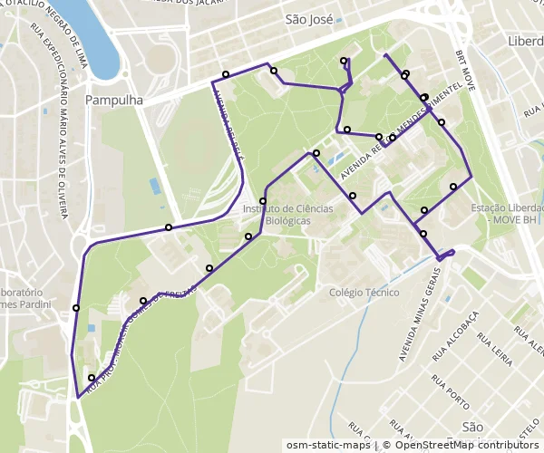 Mapa do itinerário da linha