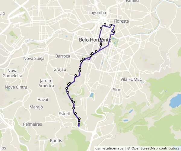 Mapa do itinerário da linha
