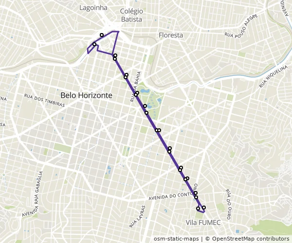 Mapa do itinerário da linha