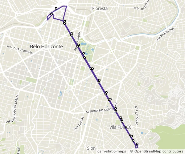 Mapa do itinerário da linha