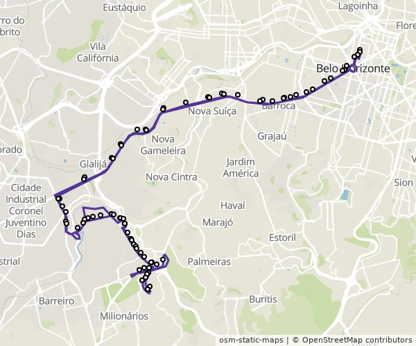 Mapa do itinerário da linha