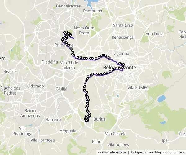 Mapa do itinerário da linha
