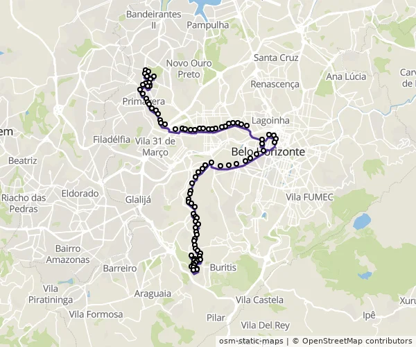 Mapa do itinerário da linha