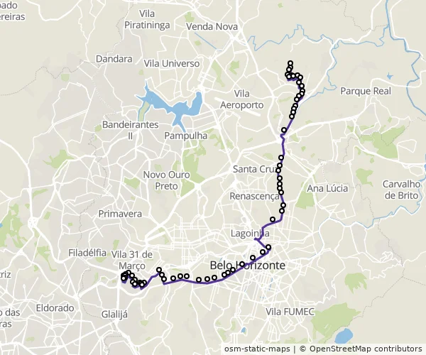 Mapa do itinerário da linha
