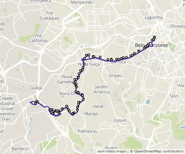 Mapa do itinerário da linha