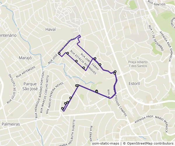 Mapa do itinerário da linha