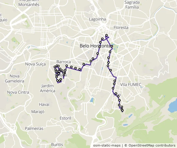 Mapa do itinerário da linha