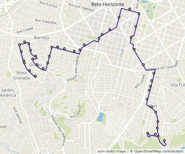Mapa do itinerário da linha