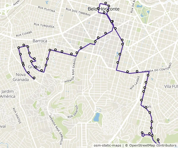 Mapa do itinerário da linha