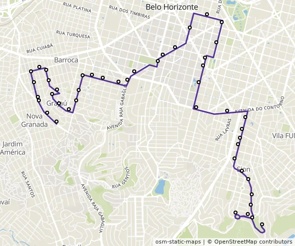 Mapa do itinerário da linha