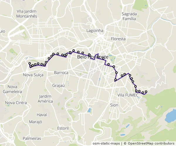 Mapa do itinerário da linha