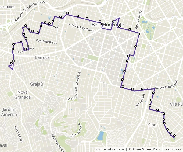 Mapa do itinerário da linha
