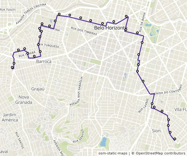 Mapa do itinerário da linha