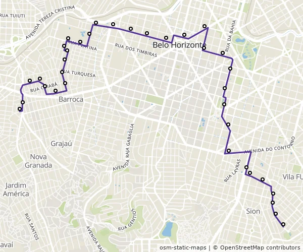 Mapa do itinerário da linha