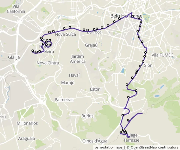 Mapa do itinerário da linha