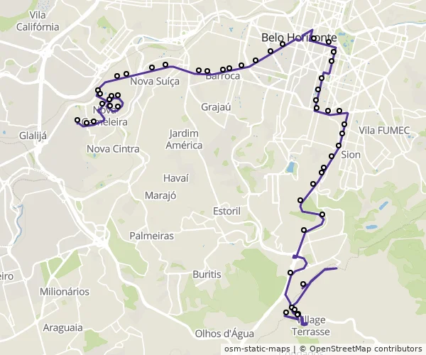 Mapa do itinerário da linha