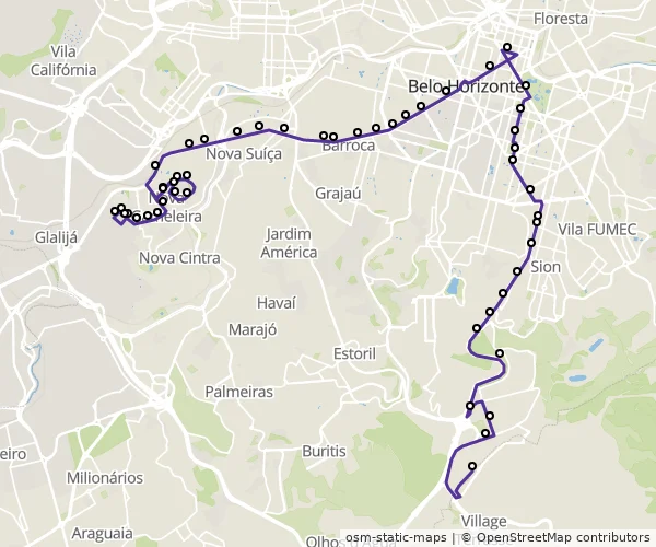 Mapa do itinerário da linha