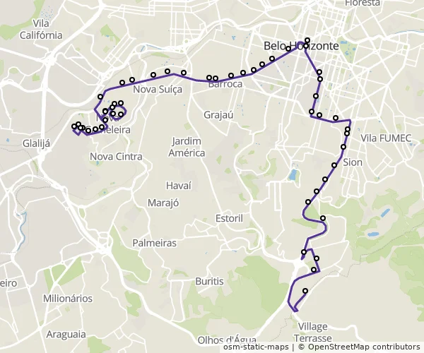 Mapa do itinerário da linha