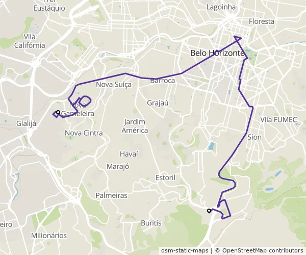 Mapa do itinerário da linha