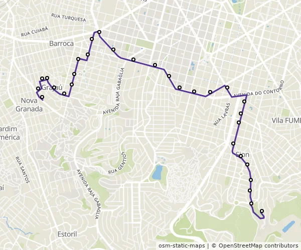 Mapa do itinerário da linha