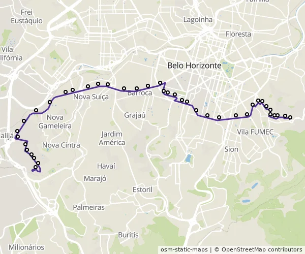 Mapa do itinerário da linha