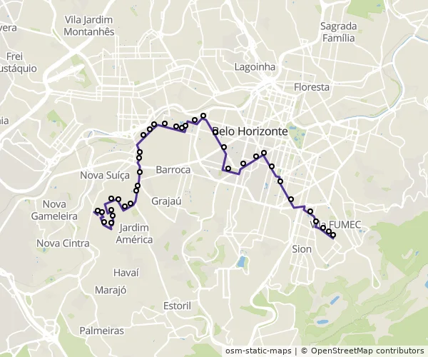 Mapa do itinerário da linha