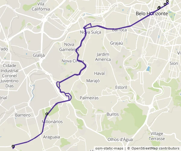 Mapa do itinerário da linha