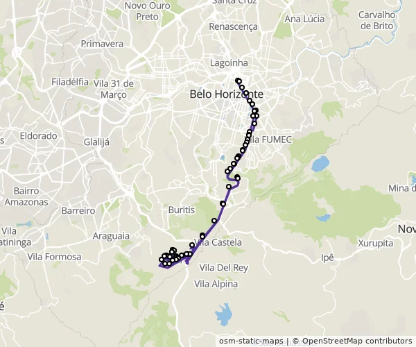 Mapa do itinerário da linha