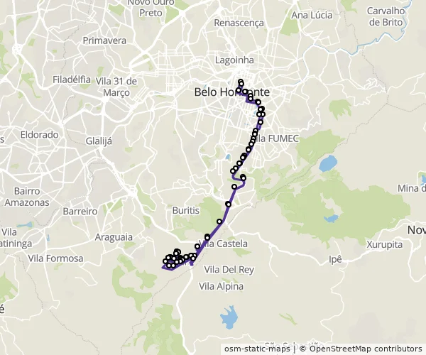 Mapa do itinerário da linha