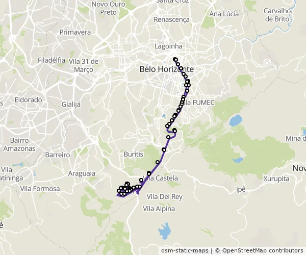 Mapa do itinerário da linha