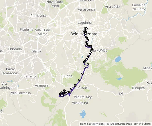 Mapa do itinerário da linha