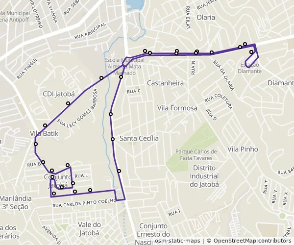 Mapa do itinerário da linha