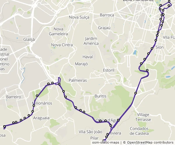 Mapa do itinerário da linha