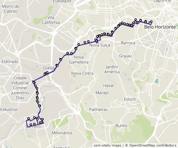Mapa do itinerário da linha
