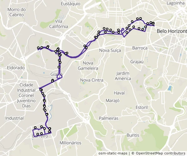 Mapa do itinerário da linha