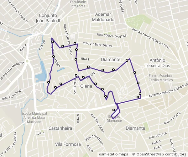 Mapa do itinerário da linha