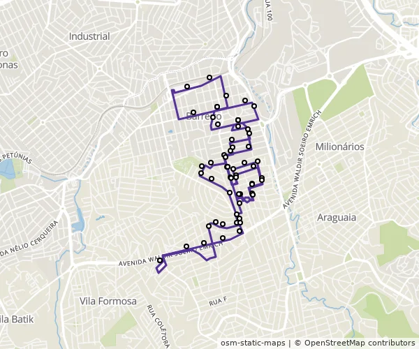 Mapa do itinerário da linha