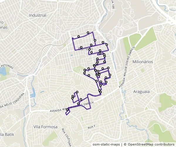 Mapa do itinerário da linha