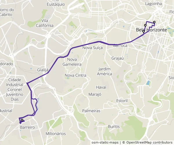 Mapa do itinerário da linha