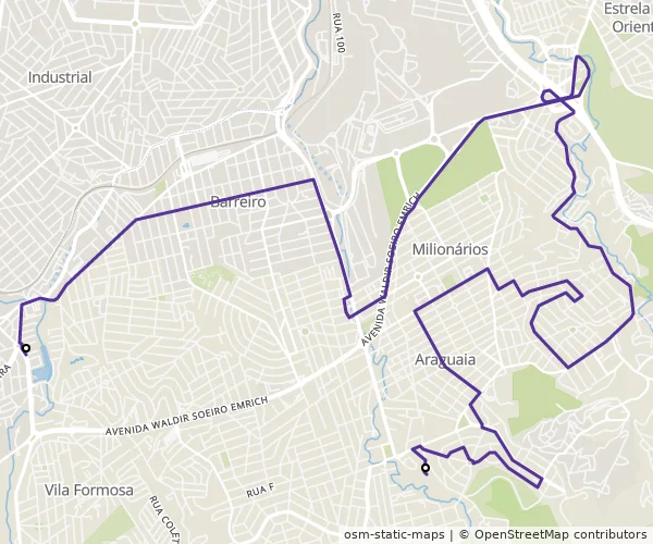Mapa do itinerário da linha