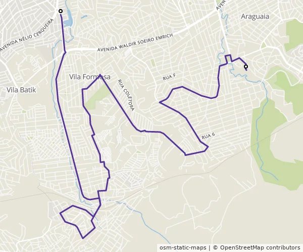 Mapa do itinerário da linha