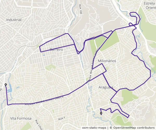 Mapa do itinerário da linha