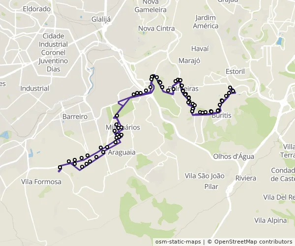 Mapa do itinerário da linha