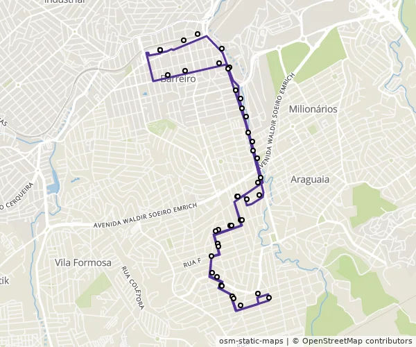 Mapa do itinerário da linha