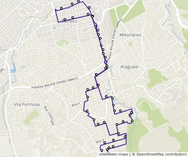 Mapa do itinerário da linha