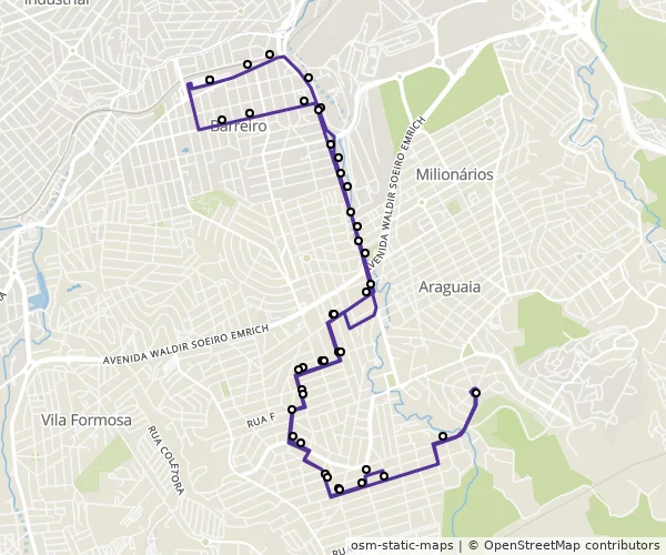 Mapa do itinerário da linha